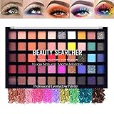 Professionelle Make-up Lidschatten-Palette, 50 Farben Matte Schimmer Gepresste Pigmente Glatte Textur Lidschatten, Wasserdichte, langlebige Nudes Metallic Make-up Palette