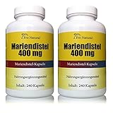 Mariendistel Extrakt 400mg (Pro Kapsel 80% Silymarin 320mg) (Silymarin) 480 Kapseln 2 Packungen a 240 Kapseln