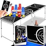 KESSER® Beer Pong Tisch Set mit Kartenspiel Trinkspiel - inkl. 100 Becher (50 Rot & 50 Blau), 6 Bälle + Regelwerk Partyspiele Table Höhenverstellbar Klappbarer