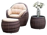 Patio Conversation Set Rattan Stühle und Tisch Set Freizeit Korb Couchtisch Balkon Outdoor Garten Korbstuhl Hof Wohnzimmer Rattan Möbel Couchtisch