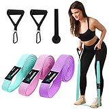 MARIOOTA Lange Stoff Fitnessbänder 3 Verschiedene Widerstandsbänder Set Tragebeutel mit Griffen & Türanker, Resistance Bands für Männer/Frauen, Premium Lang Fitness Band