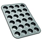 Zenker 6541 Mini-Muffinform 24er Backblech (Ø 4,5 cm), für saftige mini Muffins, Cupcakes, Muffinblech, flach, antihaft-beschichtet, Maße: 38,5 x 26,5 x 2 cm