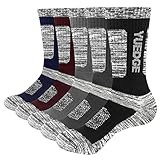 YUEDGE 5 paar Wandersocken Trekkingsocken für Herren Atmungsaktiv Sportsocken Hochleistung 38-43, Size ML, Schwarz/Grau/Hellgrau/Blau/Weinrot