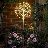 Garden Mile 120 LEDs Solarleuchten für den Außenbereich, Gartenpfahl, Licht mit Starburst-Effekt, funkelnd, weiß, warme Wegbeleuchtung, Gartenornamente für Terrasse, Rasen, Hinterhof