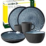 Brunner- Outdoor in Motion Camping-Geschirr-Set Melamin | 8-Teilig - Teller, Schüsseln & Becher für 1-2 Personen | Tête a Tête Venetian - Bruchfest & Anti-Slip