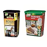 Mondamin Roux dunkel Klassische Mehlschwitze 1 kg, 1er Pack (1 x 1 kg) & Knorr Bratenjus pastös (vielseitig anwendbar als klarer Bratensaft, Bratensoße und braune Soße) 1er Pack (1 x 0,4 kg)