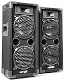 MAX MAX26 PA Lautsprecher passiv, Partylautsprecher Set, 1200 Watt Partyboxen Set mit Griffe, 2 x 6 Zoll Doppel-Tieftöner, Passiv, DJ Party Lautsprecher, Lautsprecherbox, Schwarz