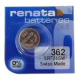 2 x Renata Uhrenbatterie - Swiss made Cells Silberoxid 0% Quecksilber Knopfzellen 1.55V Renata Batterien des langen Lebens 362 ( SR721SW )