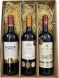 Geschenkset Bordeaux | 3 hochwertige französische Rotweine aus Bordeaux mit Goldmedaillen-Prämierung trocken