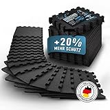 Veluris Bodenschutzmatte Fitness Matte [31x31cm] - 18 extra dicke Bodenmatten [20% mehr Schutz] - Rutschfeste Schutzmatten Fitnessraum, Fitness Boden, Sportboden, Poolunterlage, Fallschutzmatten