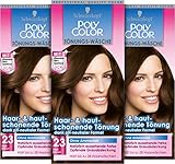 POLY COLOR Tönungs-Wäsche 23 Hellbraun Stufe 2 (3 x 105 ml), Tönungs-Creme für eine schonende Coloration dank pH-neutraler Formel, mit pflegendem Glanz-Conditioner