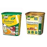 Knorr Rindessa Rindfleisch Bouillon (kräftiger Geschmack) 1er Pack (1 x 1 kg) & Goldaugen Rindsuppe (vielseitig anwendbare Rinderbrühe, authentischer Geschmack und idealer Suppenspiegel) (1 x 1 kg)