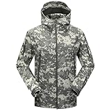 Ewleguzka Taktischer Herren-Mantel, Outdoor-Softshell-Jacken, Fleecefutter, warm, Militär, taktischer Camouflage-Mantel, Herbst, Winter, mit Fleece gefüttert, wasserdicht, winddicht, warm, Jagd- und