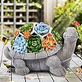 LESES Gartendeko Gartenstatuen - Schildkröte Ornamente Deko Gartenfigur Ornament mit LED solarbetriebenen Lichtern Dekorationen für den Garten, Terrasse, Rasen, Weihnachten