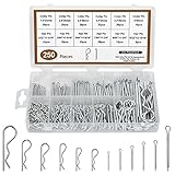 250PCS Splinte Federstecker Set Verzinkter Stahl Federsplinte mit Sortimentskasten Sicherungssplinte R-Clips 6 Verschiedene Größen Sicherungssplinte Splint Sortiment für Autos Mechaniker