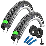 SCHWALBE Marathon GreenGuard 28' (40-622) 2 Stück Fahrradreifen Bundle (inkl. 2 Schwalbe AV 17 Schläuche)