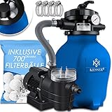 KESSER® Sandfilter Sandfilteranlage + 700g Filterbälle ersetzen 25kg Filtersand- Poolfilter 10 m³/h Filteranlage Filterkessel für Pool Schwimmbecken 4-Wege Ventil, einfache Steuerung, Blau