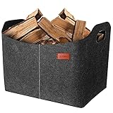 Filzkorb für Kaminholz Kaminholzkorb Kaminholztasche für Feuer, Kamin- und Brennholz, Allzweckkorb aus Filz, Filztaschen mit verstärkten Griffen für Kaminholz