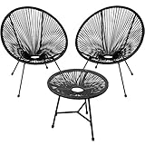 tectake 800989 2er Set Acapulco Stuhl mit Tisch, Gartenmöbel Set im Retro Design, Indoor und Outdoor, Lounge Sessel für Garten Balkon und Terrasse (Schwarz | Nr. 404410)