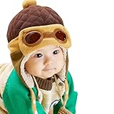 TMEOG Mütze Baby Junge Mädchen Warme Hut Wintermütze Strickmützen Schlupfmütze Beanie Ballonmütze Mützen Haube Kapuze Mützen Hüte (Braun)