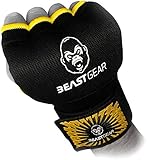 Beast Gear fortschrittliche Innen-Boxhandschuhe, qualitativ hochwertige Gel-Handschuhe für Kampfsport, MMA und Martial Arts, Schwarz / Gelb, S