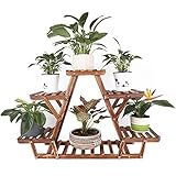 unho Blumenregal Blumentreppe 6 Ebenen Pflanzentreppe für Indoor Balkon Wohzimmer Outdoor Garten Dekor Pflanzenregal Holz 71×25×58cm