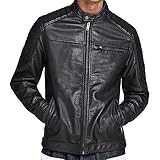 Herren Jack & Jones Kunstleder Jacke | Biker Blouson Bomberjacke JJEROCKY | Design Coat Übergangsjacke, Farben:Schwarz-2, Größe Jacken:L