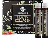 Luondu Beauty Kollagen Trinkampullen mit Hyaluronsäure (120 Ampullen mit 2500mg Premium Collagen flüssig) I Anti Aging zum Trinken I Mit Biotin, Kupfer & Vitamin C, Blütenhonig & Gelée Royale