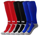 MaoXinTek Fußballsocken Sportsocken Kinder Knie Lang Stutzen Jungen Mädchen Atmungsaktiv Verschleißfest Fußball Strümpfe für Laufen, Sportlich Training Socken Geschenk für 8-12 Jahren, 3 Paare