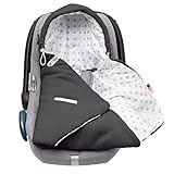 Baby Einschlagdecke Babyschale Winter Strickdecke Kinderwagendecke Fußsack Baby 100% Baumwolle mit Füllung Universal für Kinderwagen Buggys Frühling Maxi Cosi 3 Punkt Gurt Beige Grau(39)(Dunkelgrau)