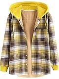 ZAFUL Casual Plaid Fleece Jacke Flanell Gefüttert Unisex Herren Kordelzug Hooded Fuzzy Hoodie, gelb, X-Large