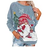 Damenpullover Langarm Winter Rundhalsausschnitt Weihnachtsmann T-Shirt Weihnachten Stillen Loose Fit Bauchfreie Oberteile Teenager Mädchen