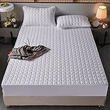 LANMOU Weich Matratzenauflage Bequemer Antiallergisch Matratzen Topper Atmungsaktive Matratzentopper Baumwolle MatratzenSchoner Abnehmbarem und Waschbarem Bezug für Boxspringbett (180*200cm,White)