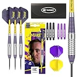 Target Darts Luke Littler Brass Steel Tip Darts Set – 22G Steel Tip Dart, The Nuke Player Edition Dart Set, Dart Accessories