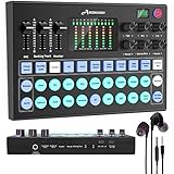 DJ Controller Mischpult PC Soundkarte, Audio Interface Mischpulte Usb Mikrofon DJ Pult Mixer Voice Changer Bluetooth Mehrere Soundeffekt Podcast Karaoke Streaming Live Sound Card PC Telefon