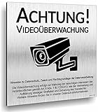 Achtung Videoüberwachung Schild DSGVO UV Druck 12 x 12cm - 3mm Aluverbund - Made in Germany - Art.Nr. 2143