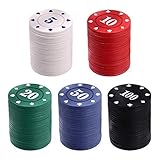 TOYANDONA Poker Chips Set, 100 Stück Poker Roulette Casino Chips Zählzählzähler mit Value Farbigen Spielchips Spiel-Token für Mathematiklernen, Unterhaltung, Party Favor