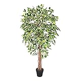 Homescapes Kunstbaum Ficus Benjamini grün weiß 180 cm