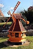 XXL 1,30 m Windmühle für den Garten Solar, Farbe rot imprägniert 18