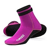 COPOZZ 3mm Tauchsocken Neoprensocken für Erwachsene Damen Herren, Dicke Tauchsocken Wassersport Schwimmen Socken für Schwimmen, Schnorcheln, Segeln, Surfen Wassersport,Rosa,M