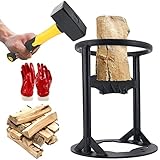 Nhwlucky Holzspalter manuell, Quick Manueller, Manuelles Spaltwerkzeug, Stahlkeilspitze Spaltet Brennholz Einfach, Sicher Tragbar Kindling Splitter mit Hammer und Arbeitshandschuhe, ‎30*17*17cm