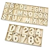 quiodok Holzbuchstaben und Zahlen, 60 Pcs Holz Nummern und 130 Pcs Holz Großbuchstaben, Hoze Nummern und Buchstaben Set fur DIY Party Heim Dekoration Displays und Kinderlernen