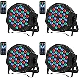 LED Par Strahler 36 LED Bühnenlichter 9 Modi RGB Partylicht mit Fernbedienung und DMX512 Steuerung Scheinwerfer Beleuchtung für Geburtstagsfeiern, Hochzeiten, Weihnachten(4er Pack)