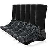 Ruixue 6 Paar Sportsocken Herren Damen Wandersocken Trekkingsocken Baumwolle Atmungsaktiv Hochleistung Sneaker Socken 43-46(L), schwarz