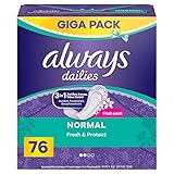 Always Dailies Slipeinlagen Damen Fresh & Protect Normal (76 Binden) Giga Pack, mit dezentem Duft, atmungsaktiv, flexibel und komfortabel mit saugfähigem Kern