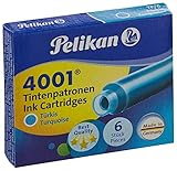 Pelikan 301705 Tintenpatrone 4001, türkis, 6 Patronen in der Faltschachtel