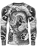 LAFROI Herren Langarm UPF 50+ Kompressionsshirt Rash Guard-CLY08C (Dragon,LG)