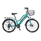 Hyuhome Elektrofahrräder für Frauen Erwachsene, 26' 36V 10A E-Bike Fahrräder Abnehmbare Lithium-Ionen-Batterie Mountain Elektro Fahrrad für Outdoor Radreisen Arbeiten (Green)