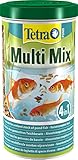 Tetra Pond Multi Mix – Fischfutter für verschiedene Teichfische mit vier Futtersorten (Flockenfutter, Futtersticks, Gammarus, Wafer), 1 L Dose