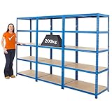 Certeo Mega Deal | 3x Schwerlastregal | HxBxT 178 x 90 x 60 cm | Tragkraft bis zu 200 kg pro Fachboden | Blau | Metallregal Kellerregal Lagerregal Werkstattregal Garagenregal